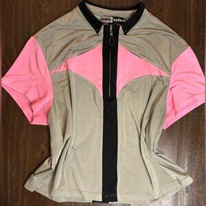 Jamie Sadock Womens Grey & Pink w Black Trim 1/4 Zip Golf Shirt Size XL